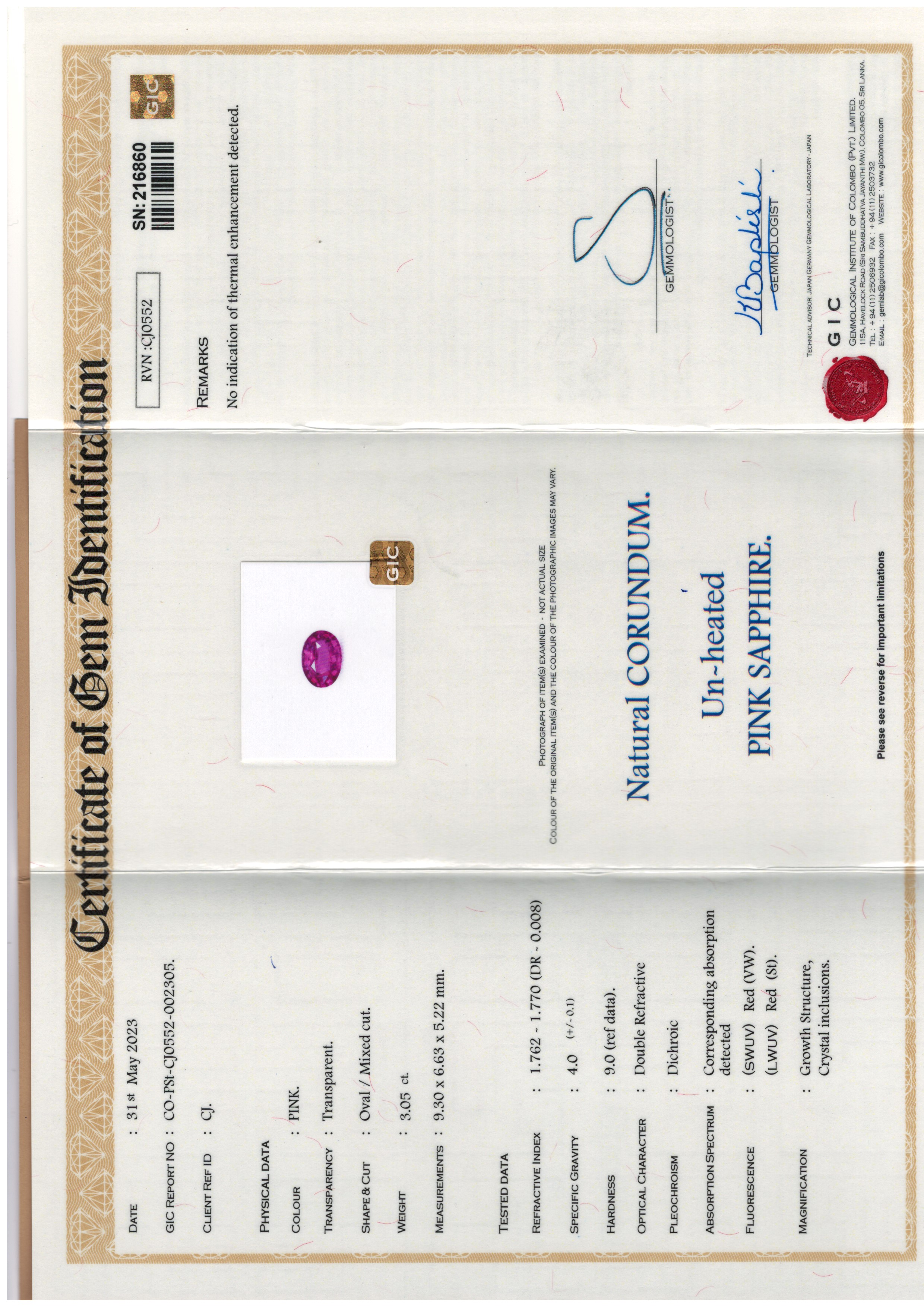Unheated Pink Sapphire