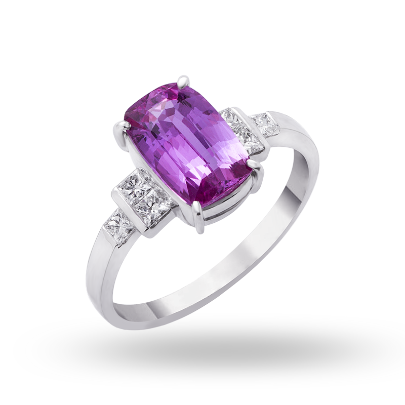 White Gold Pink Sapphire and Diamond Ring