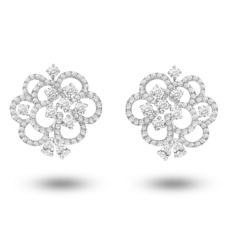 Flower Motif Diamond Earrings (SOLD)