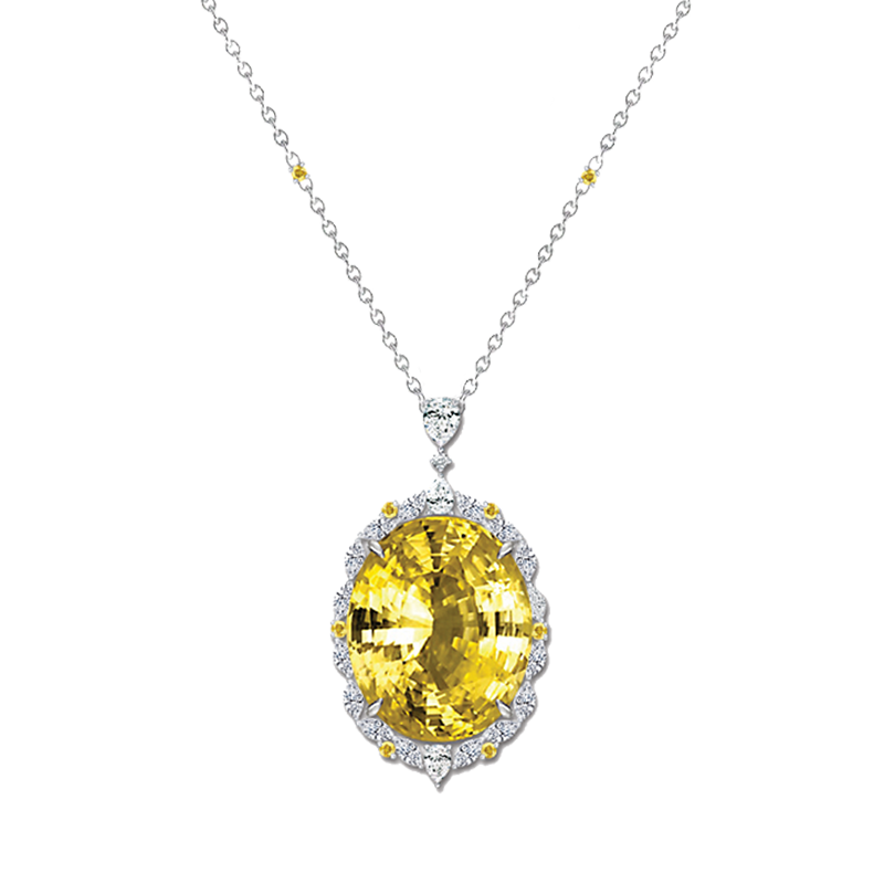 Yellow Sapphire and Diamond Necklace