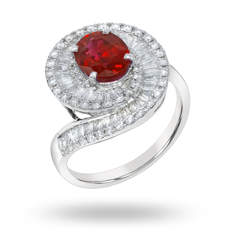 Channel Set Ruby and Diamond Ring