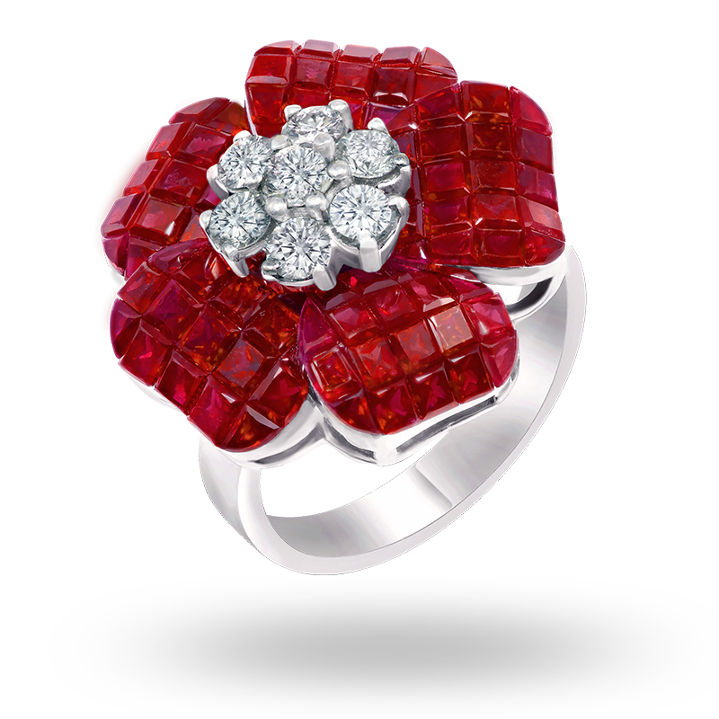 Invisible set Ruby and Diamond Ring (SOLD)