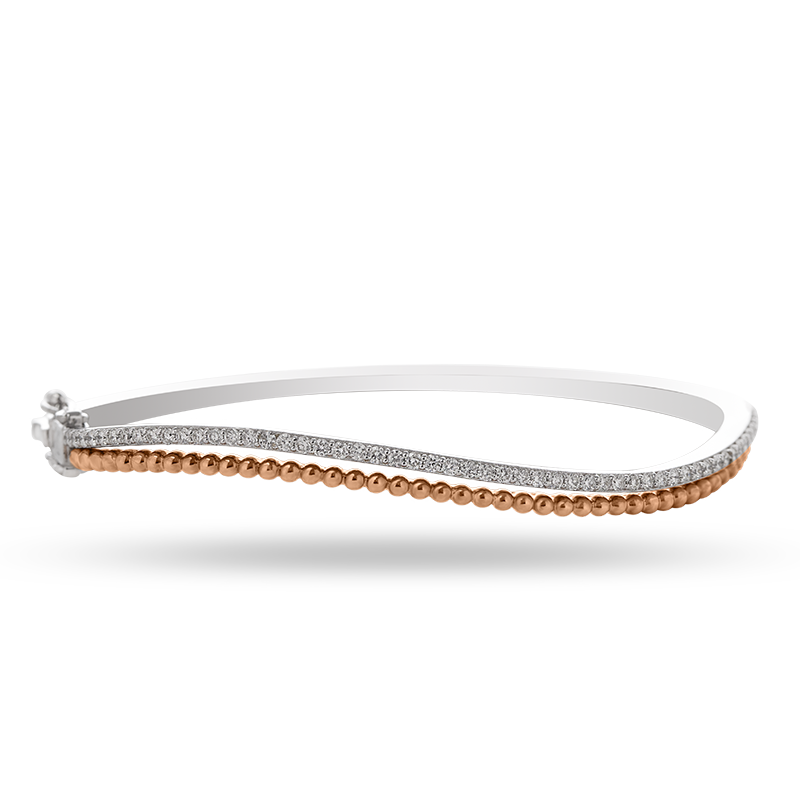 White and Rose gold Diamond Bangle (SOLD)