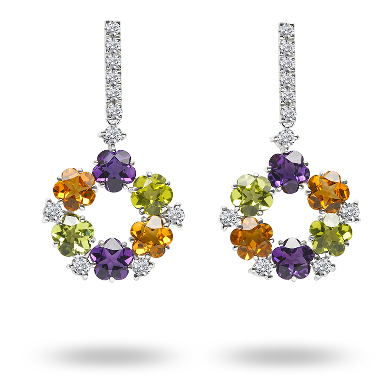 Fancy Coloured Semi Precious Gemstone Earrings