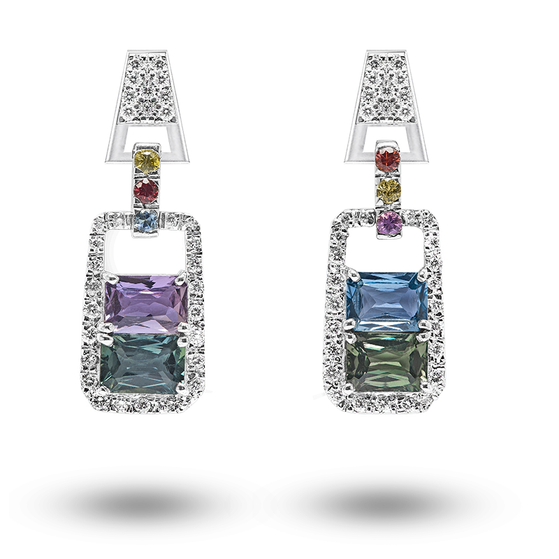 Fancy Coloured Sapphire Earrings