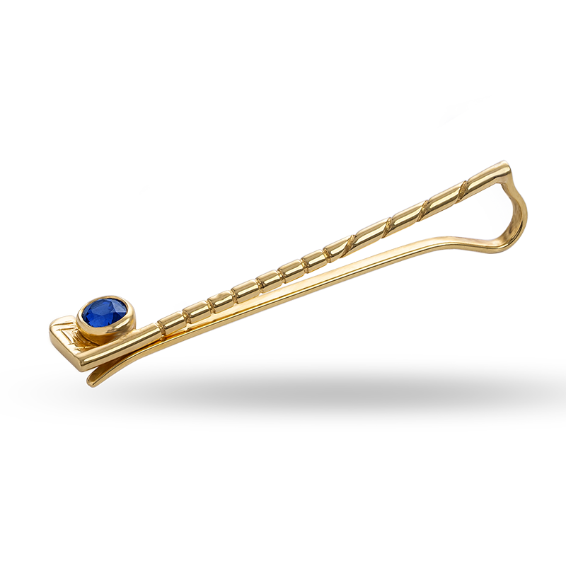 Yellow Gold Blue Sapphire Tie Pin