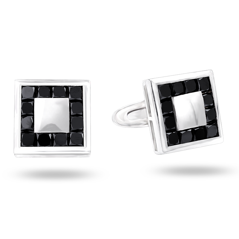 Silver Black Diamond Cufflinks