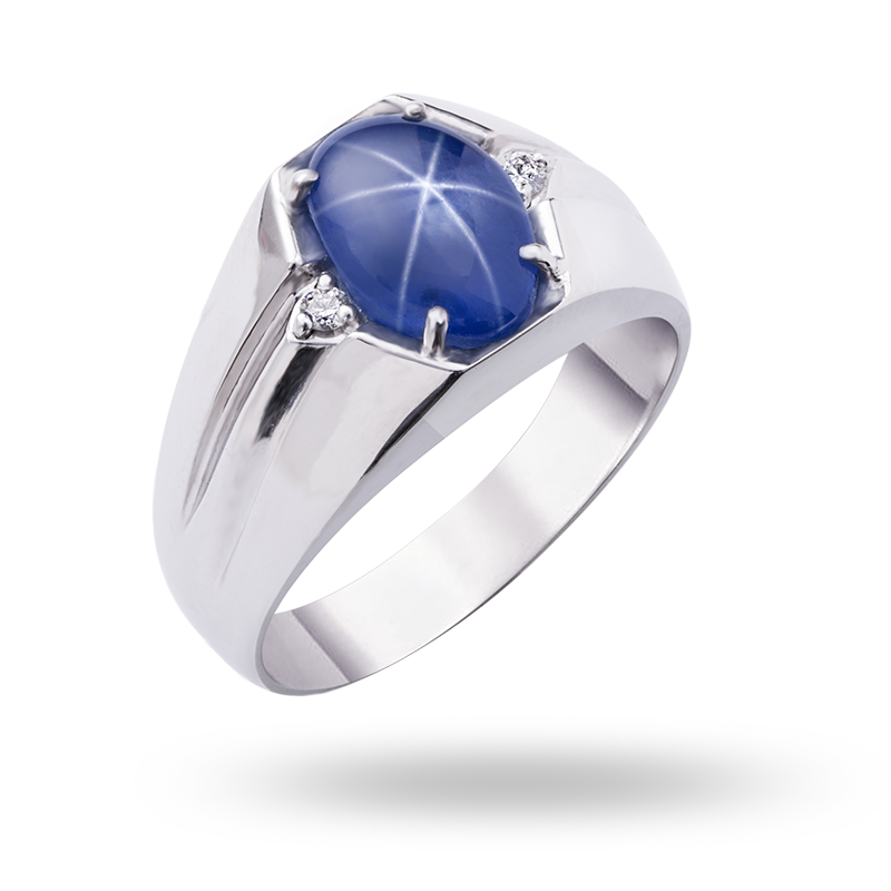 Blue Star Sapphire Ring