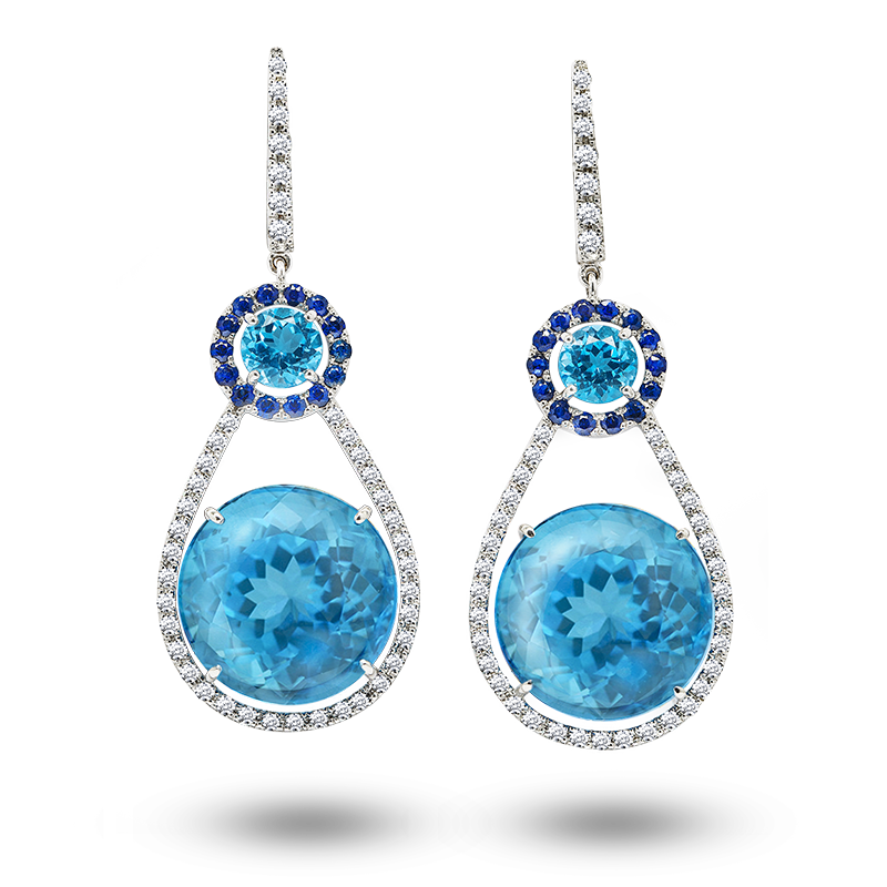 White Gold Blue Topaz Earrings