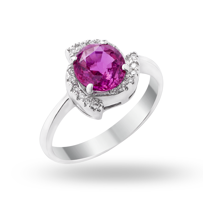 White Gold Pink Sapphire and Diamond Ring (SOLD)