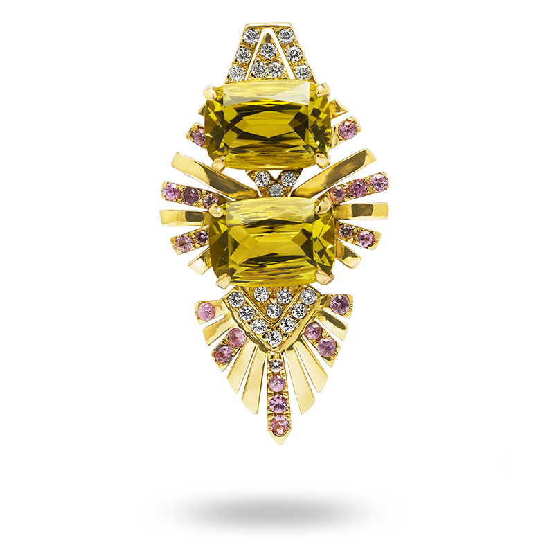 Yellow Gold Quarts Pendant