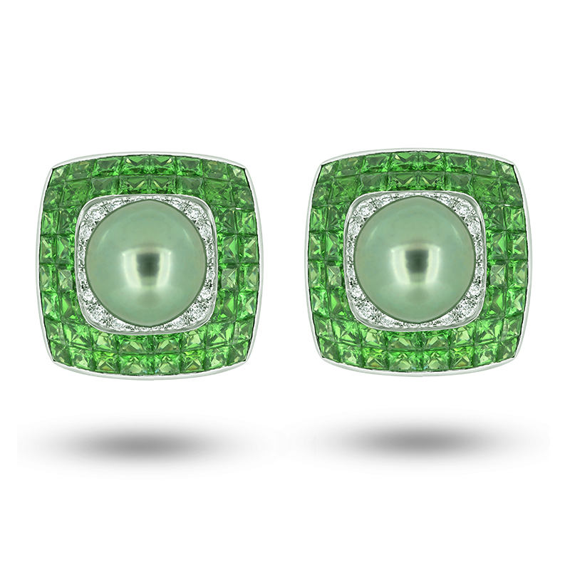 White Gold Tsavorite Earrings (SOLD)