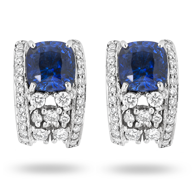 Blue Sapphire and Diamond Earrings (SOLD)