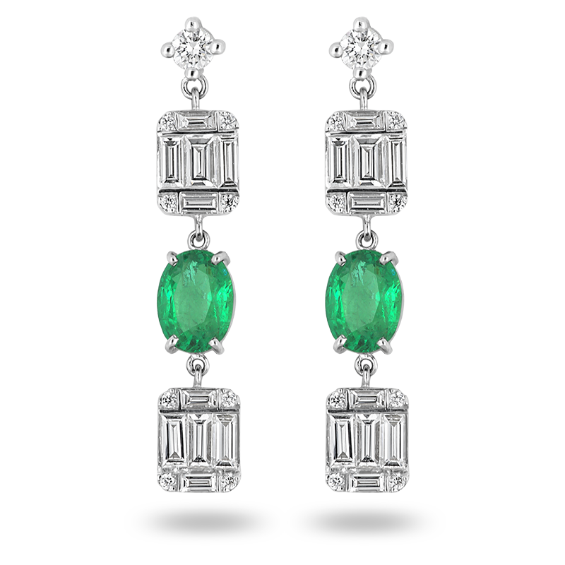 White Gold Emerald and Diamond Earrings (SOLD)