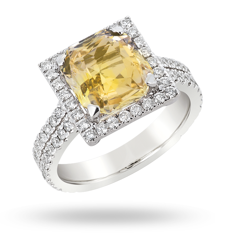 Yellow Sapphire and Diamond Ring (SOLD)