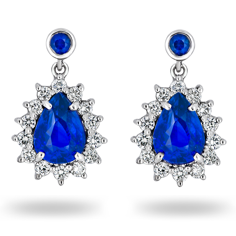 Blue Sapphire and Diamond Earrings