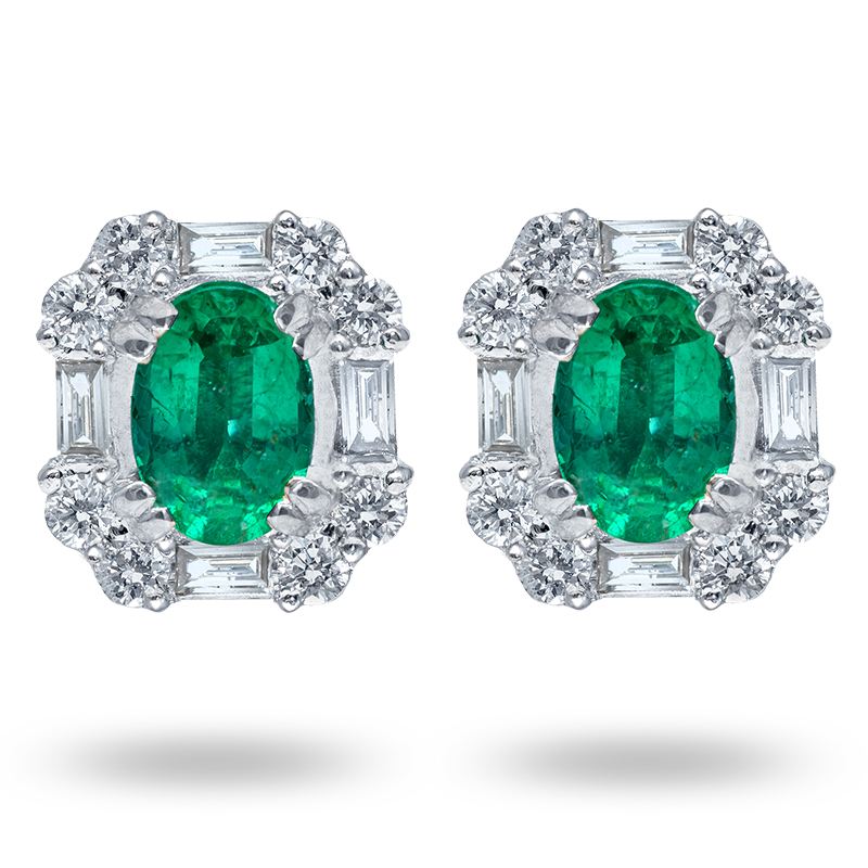 White Gold Emerald and Diamond Earrings (SOLD)