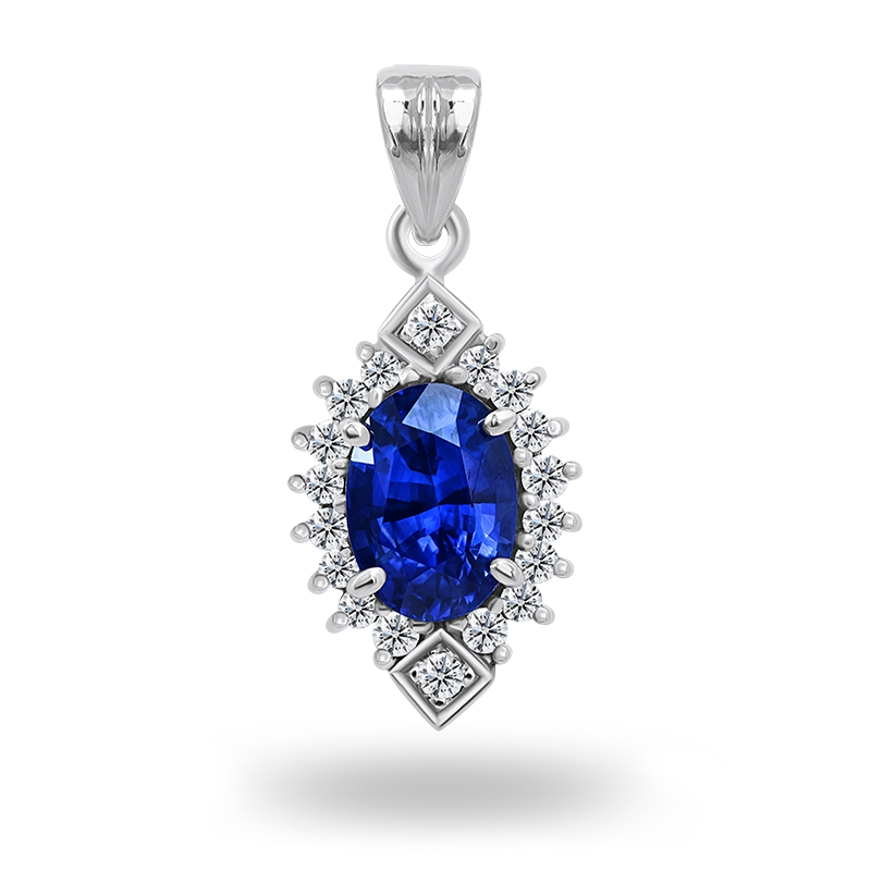 Blue Sapphire Cluster Pendant