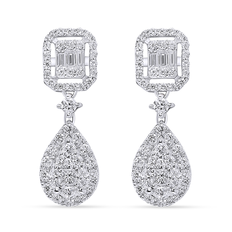 Illusion set white gold Diamond Earrings