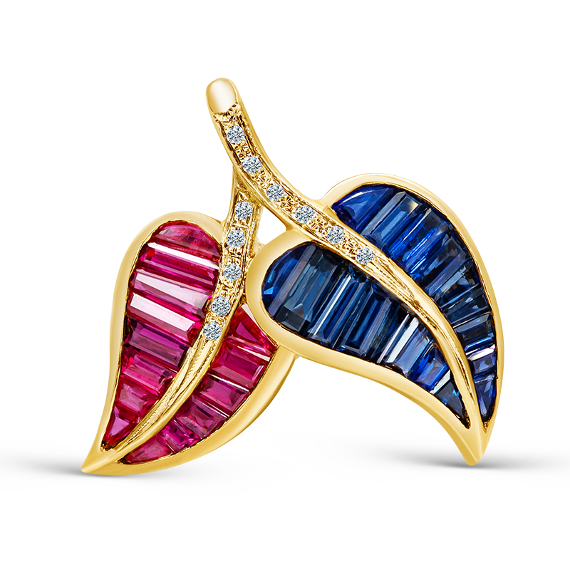 Blue Sapphire and Ruby Pendant