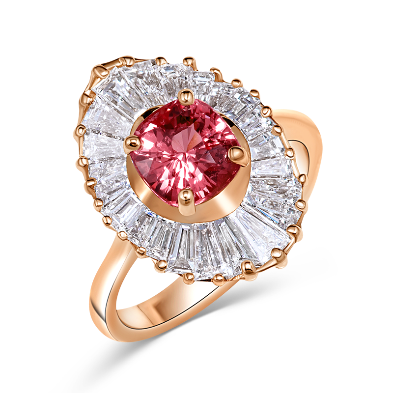 Ballerina set Rose gold Padparadscha Ring