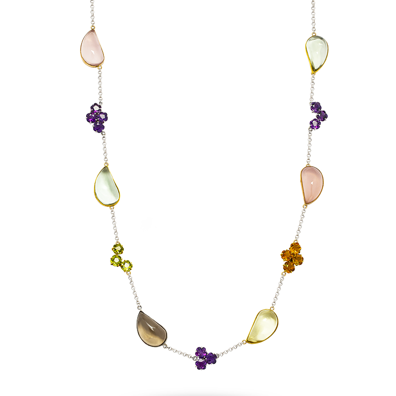Multi Colored Semi Precious Gemstone Necklace