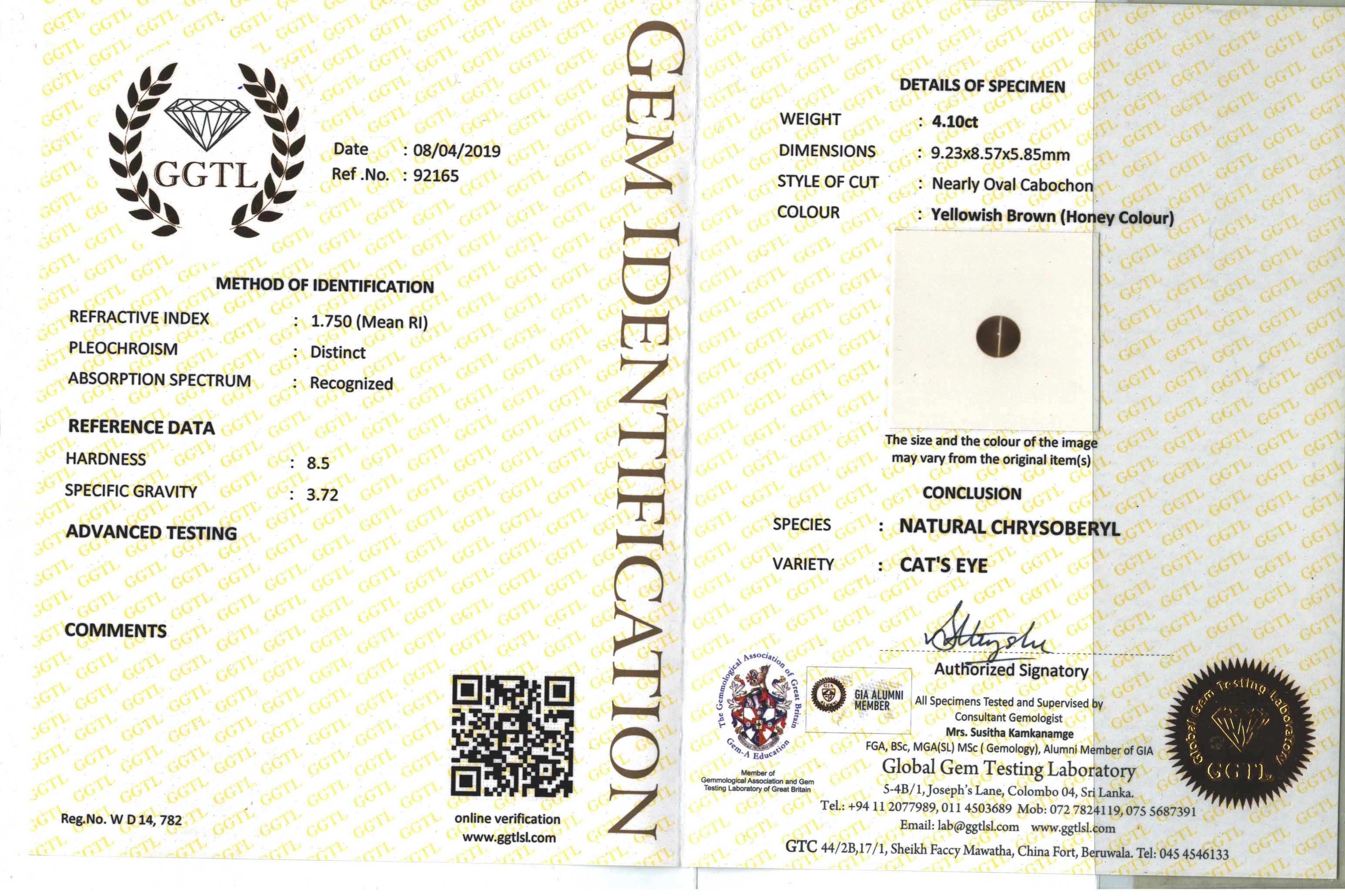 1 Cats Eye 4.10 Carats