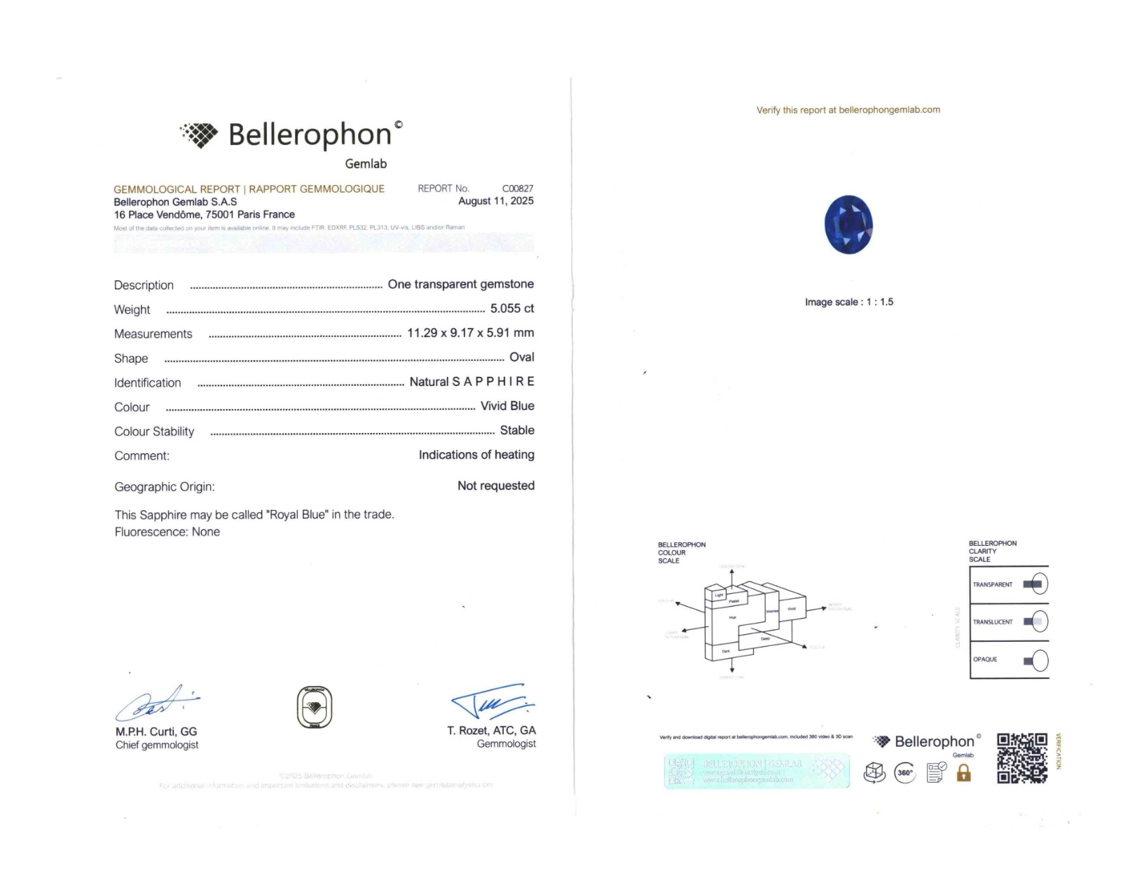 1 Blue Sapphire 5.05 Carats