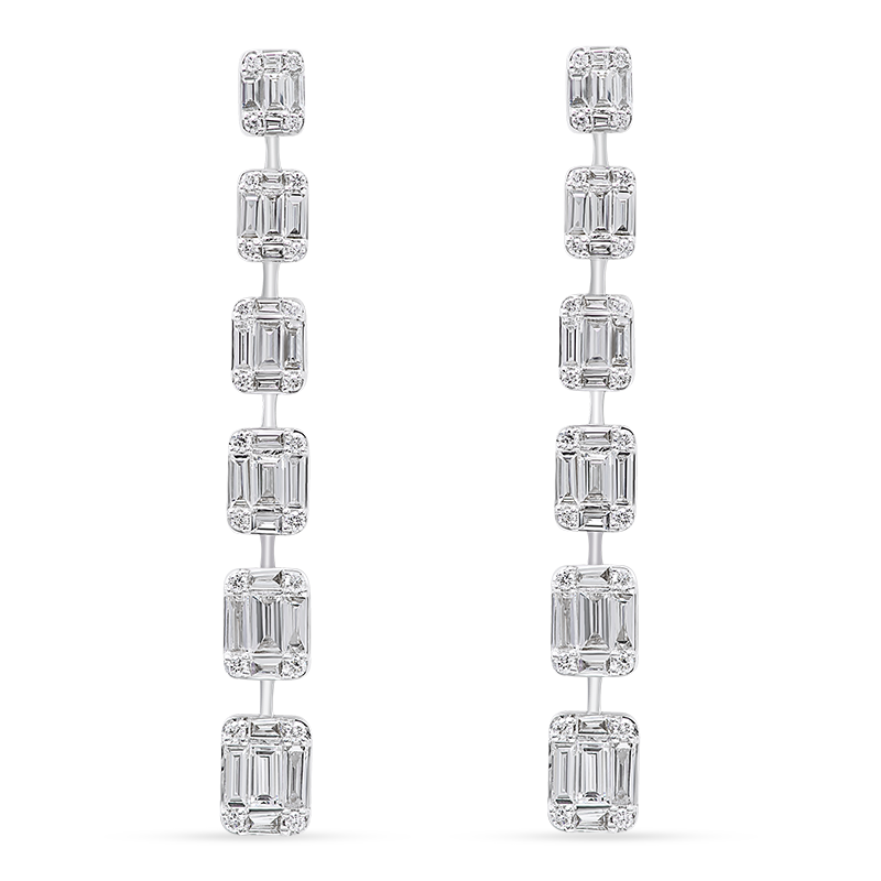 Illusion set white gold Diamond Earrings