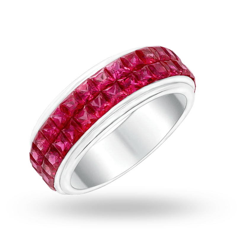 Invisible Set White Gold Ruby Ring