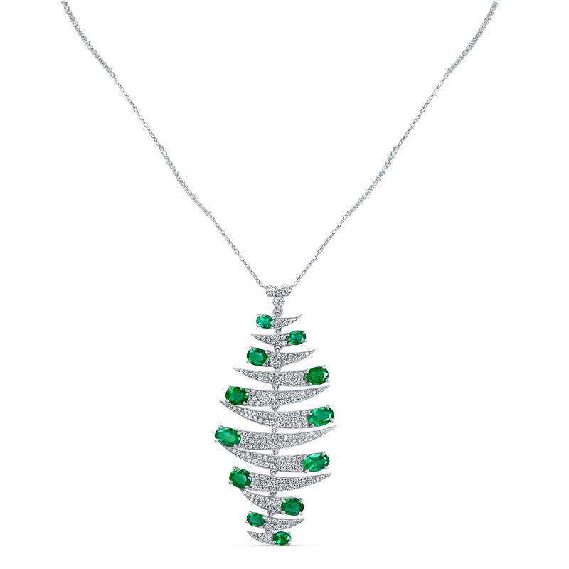 Cascading Emerald & Diamond Necklace