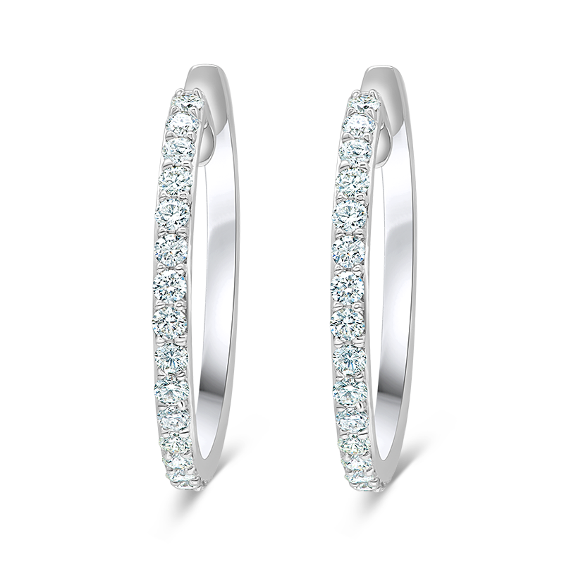 White Gold Hoop Diamond Earrings