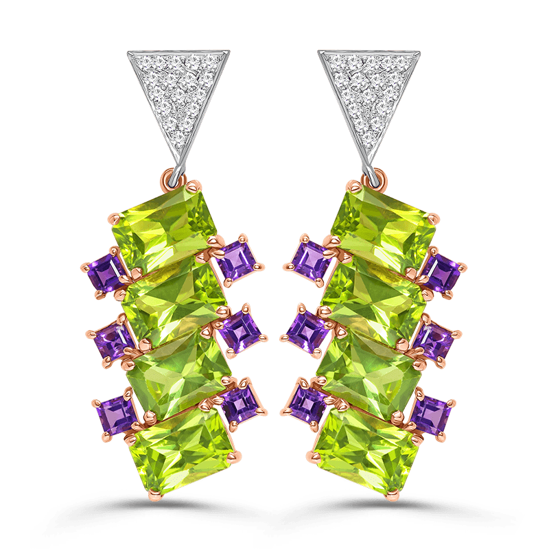 White Gold Peridot Earrings