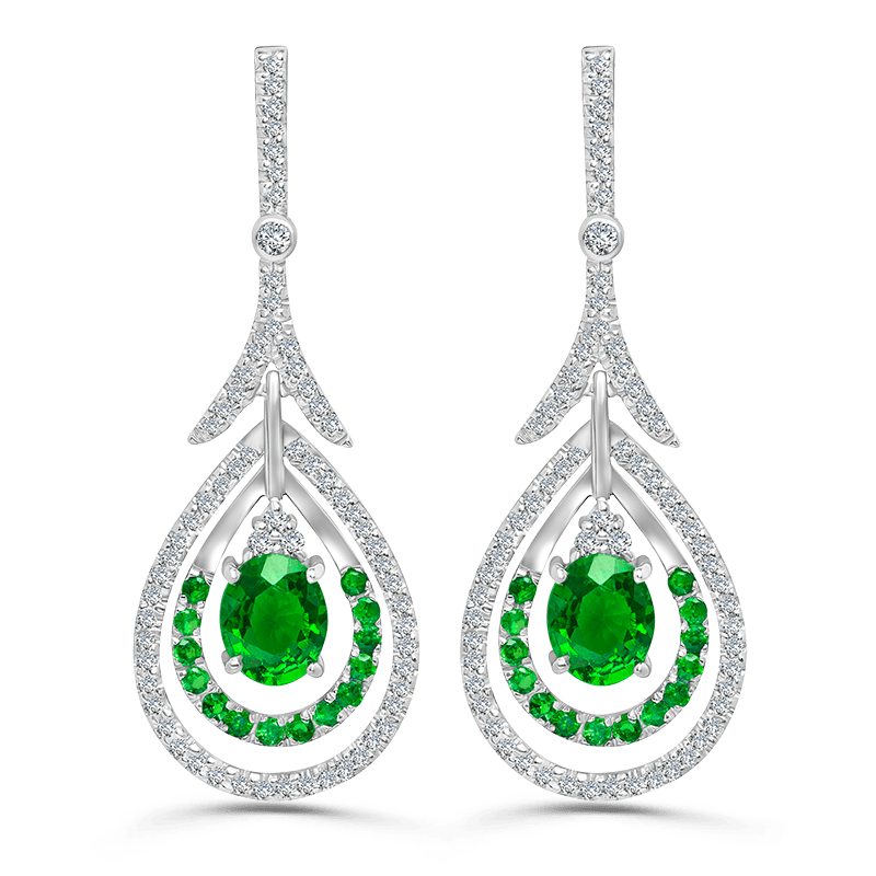 White Gold Tsavorite Earrings