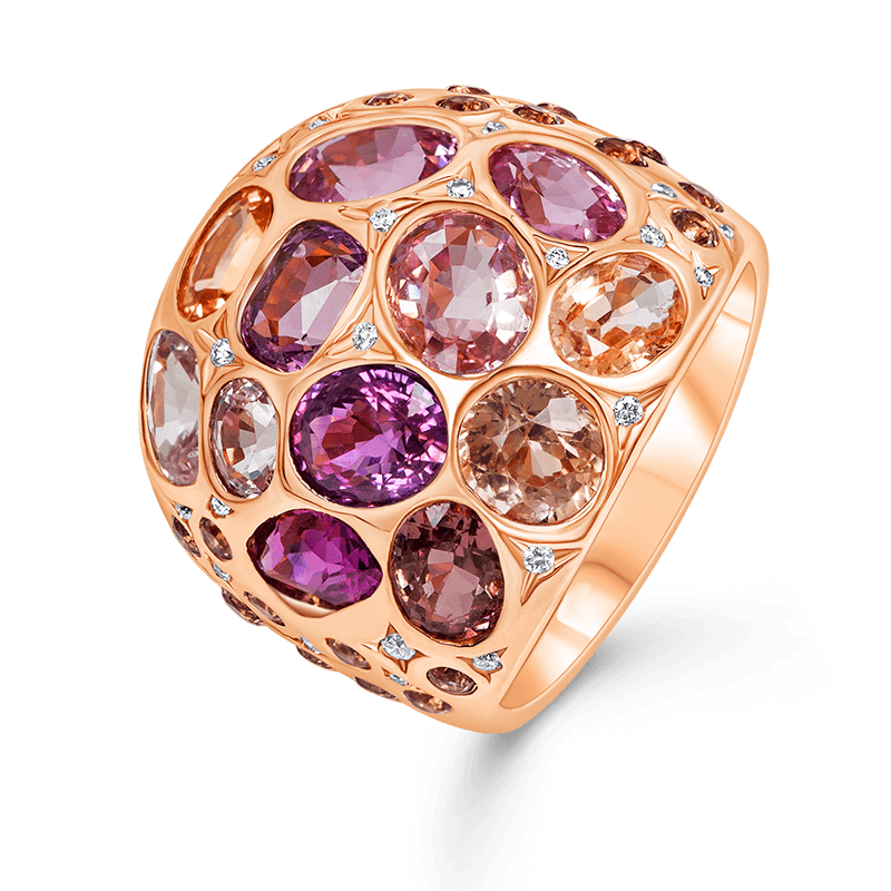 Padparadscha Symphony Ring