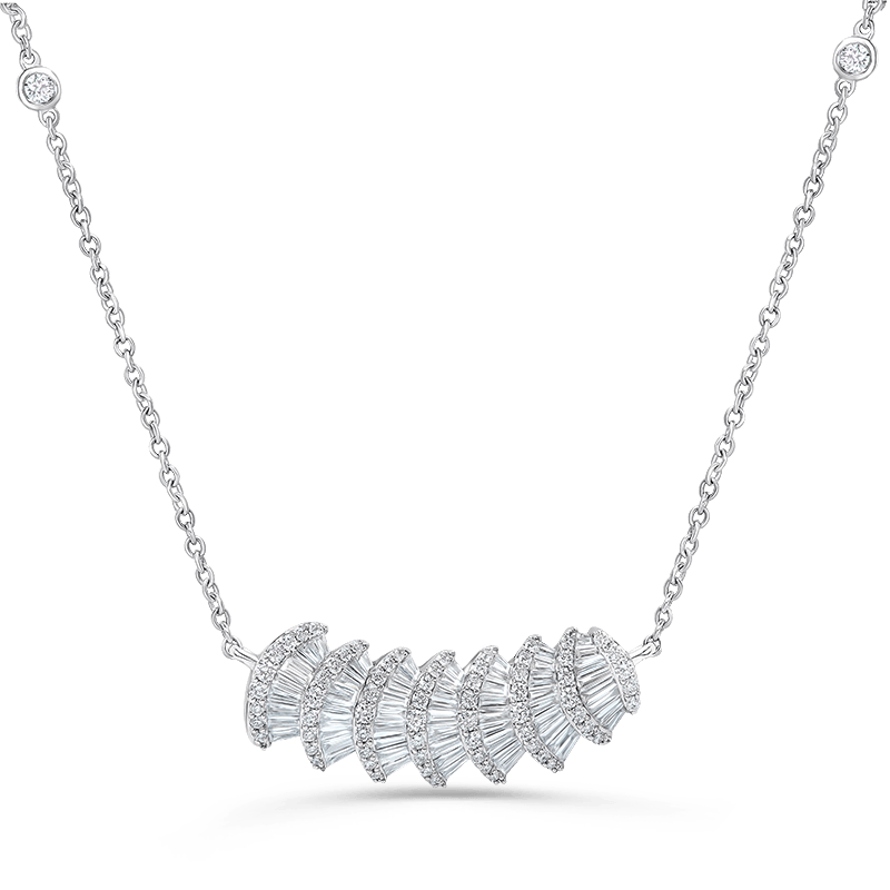 Elegant White Gold Diamond Wave Pendant