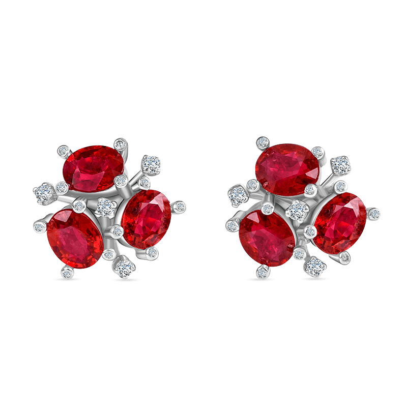 White Gold Ruby Earrings