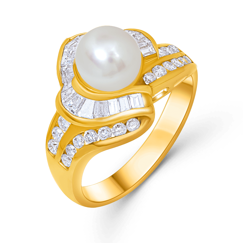 Yellow Gold Pearl Ring
