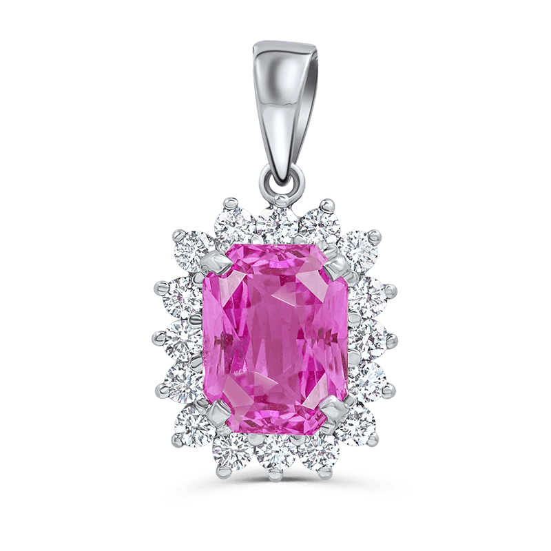 Candy Pink Sapphire Cluster Pendant