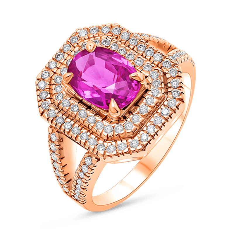 Radiant Rose Gold Pink Sapphire & Diamond Ring