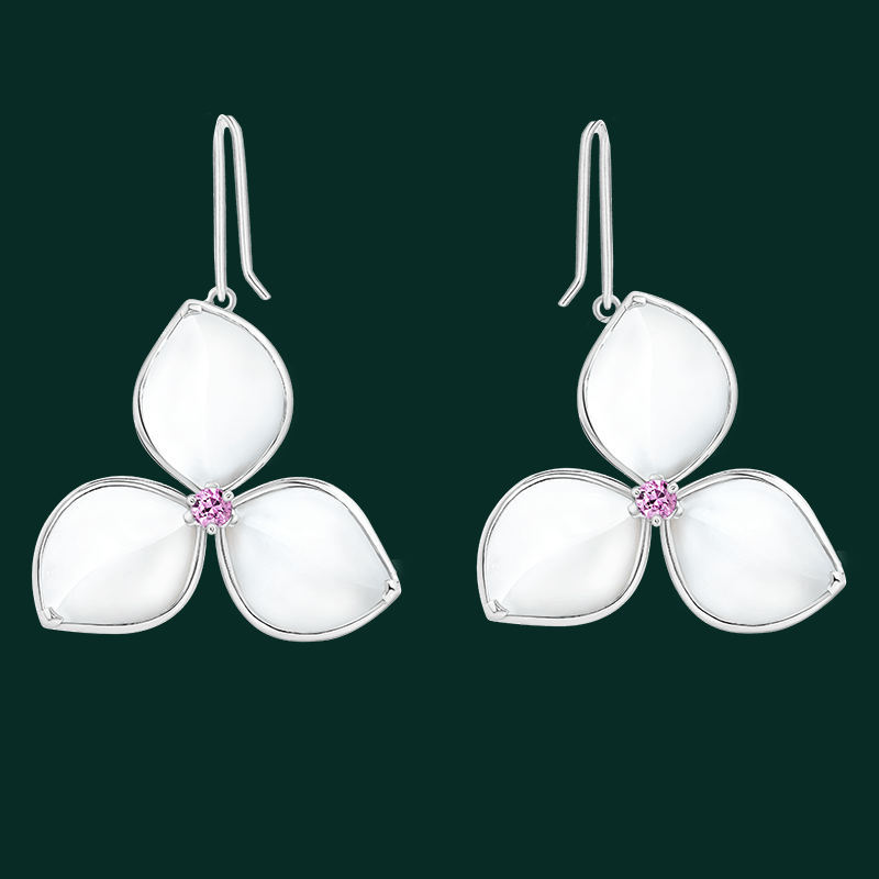 Moonlight White Bougainvillea Earrings