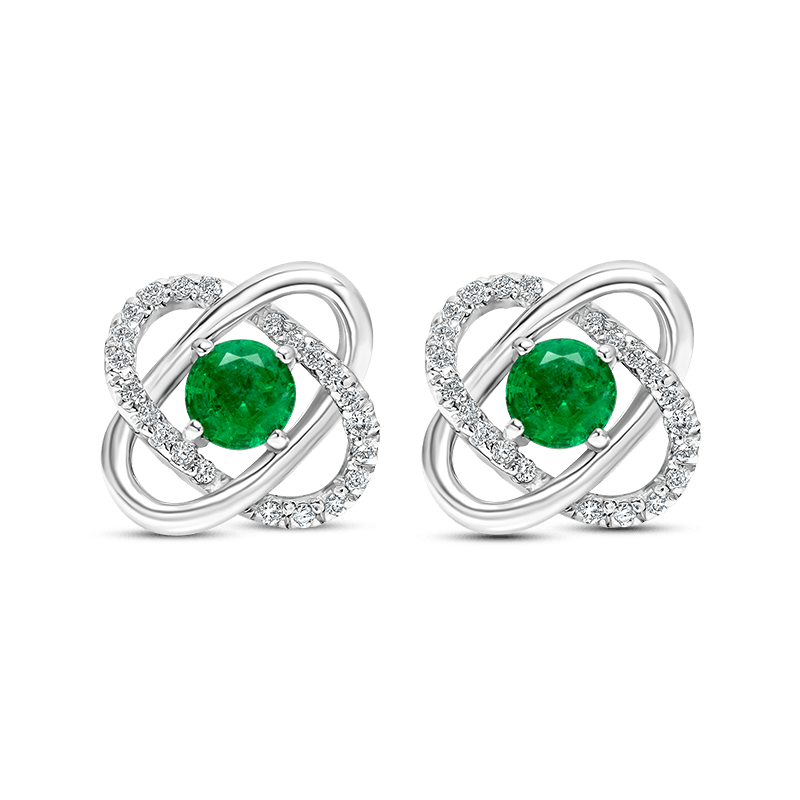 Emerald & Diamond White Gold Studs