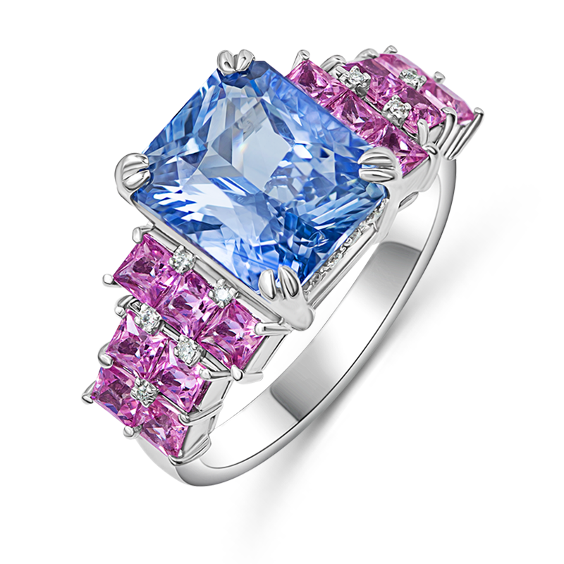 Contemporary Blue and Pink Sapphire Cocktail Ring