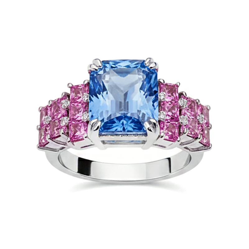 Contemporary Blue and Pink Sapphire Cocktail Ring