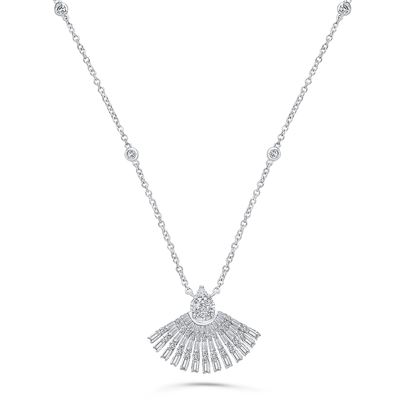 Diamond Pendant with Chain in White Gold