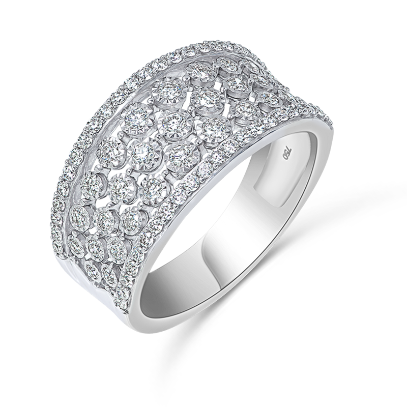 White Gold Pavé Diamond Dome Band Ring