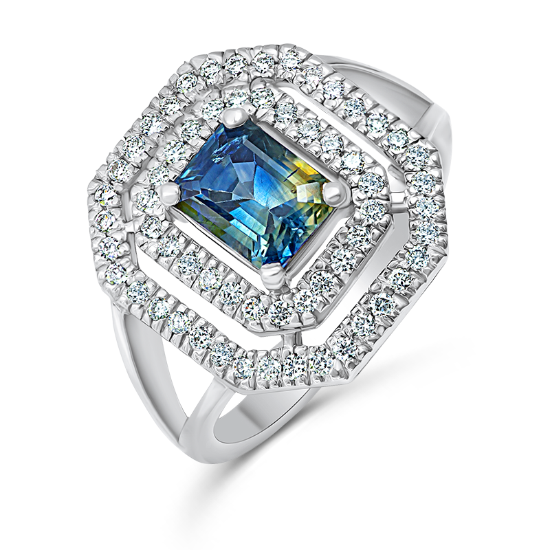White Gold Bi-Colour Sapphire Ring