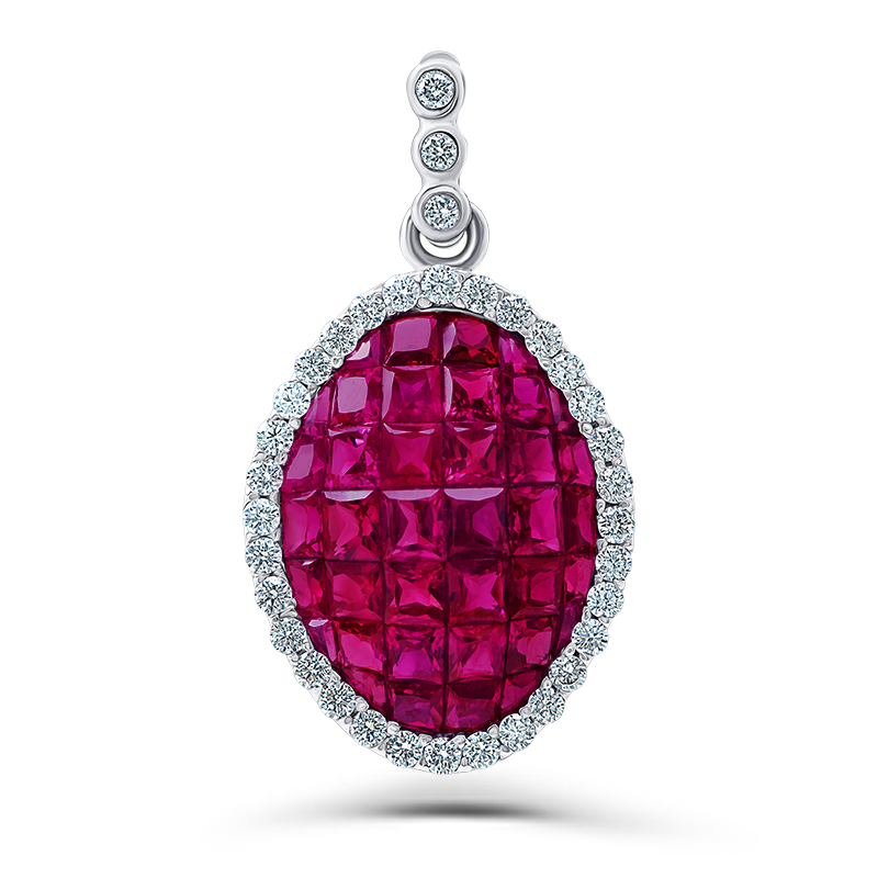 Invisible Set Ruby Oval Pendant