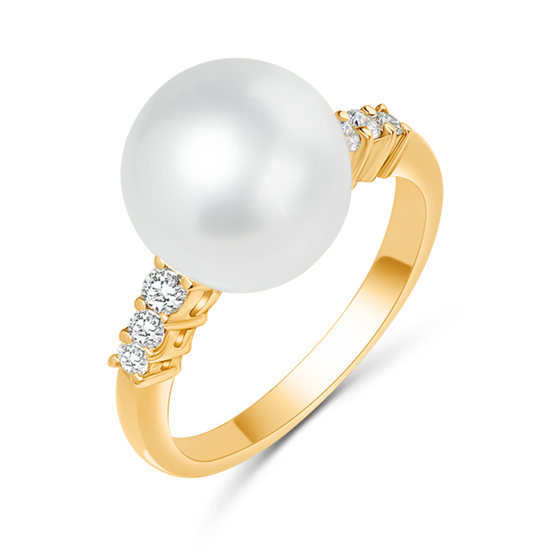Rose Gold South Sea Pearl and Diamond Ring