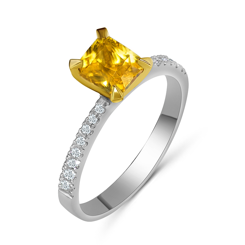 White and Yellow Gold Yellow Sapphire Ring